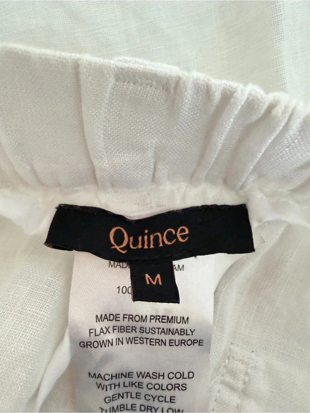 Quince 100% European Linen White Pull-On Pants Size M 8875